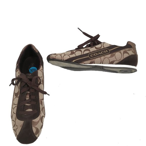 NEW Vintage Coach Hillary Signature Sneakers! 10.5 Tan  Coach C Pattern All Over - Picture 1 of 4